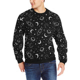 Hand drawn space rocket star planet Men's Crew Neck Sweatshirt
