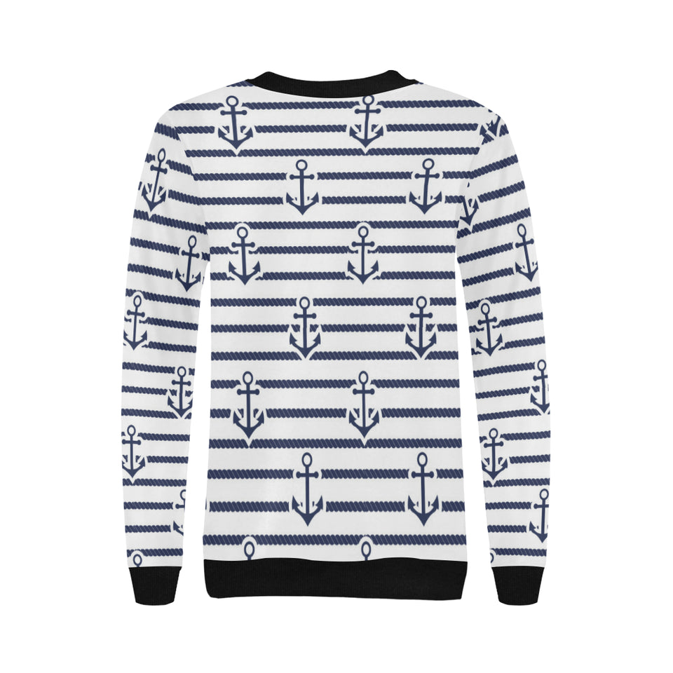 Anchor rope nautical  pattern Women's Crew Neck Sweatshirt