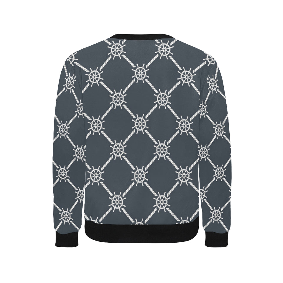 nautical steering wheel rope pattern Men's Crew Neck Sweatshirt