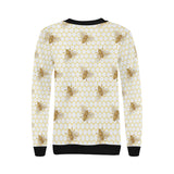 Bee honeycomb seamless design pattern Women's Crew Neck Sweatshirt