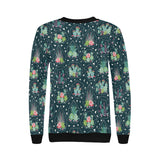 Cactus glass terrarium pattern Women's Crew Neck Sweatshirt