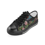 Dragons flower pattern Kids' Boys' Girls' Low Top Canvas Shoes Black