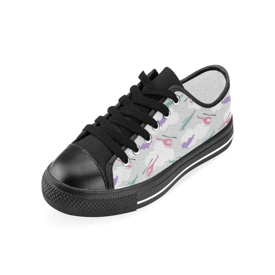 Helicopter plane pattern Kids' Boys' Girls' Low Top Canvas Shoes Black