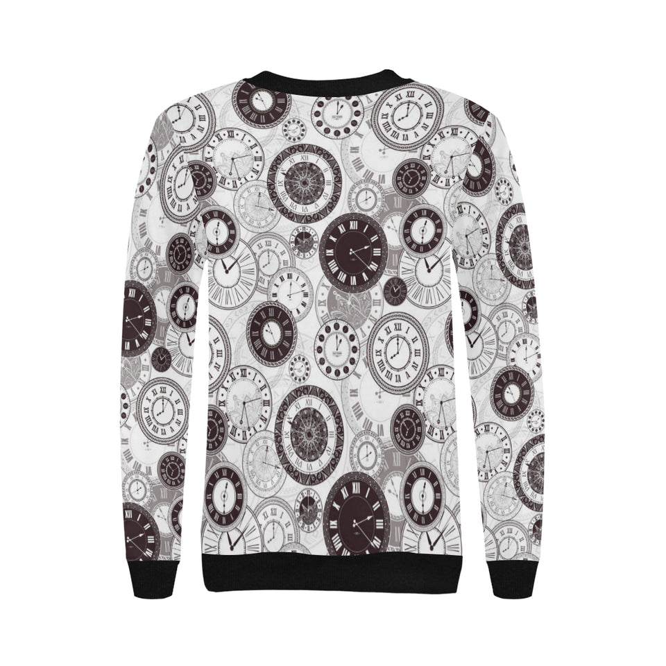 Classic vintage clock pattern Women's Crew Neck Sweatshirt