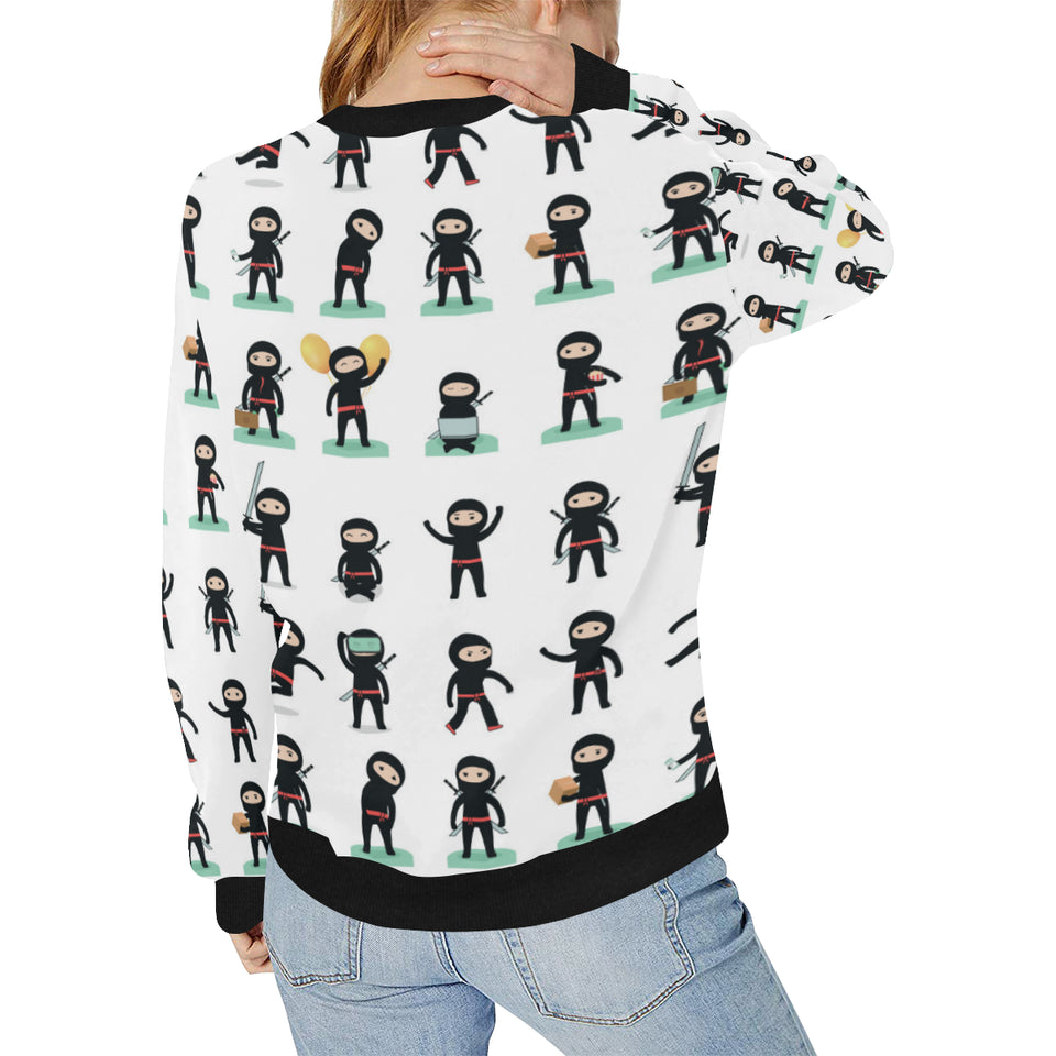 Cute ninja katana sword pattern Women's Crew Neck Sweatshirt