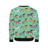Colorful horses pattern Men's Crew Neck Sweatshirt