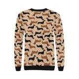Dachshund floral background Women's Crew Neck Sweatshirt