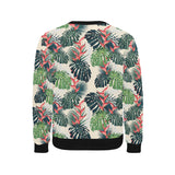 heliconia flowers, palm and monstera leaves Men's Crew Neck Sweatshirt