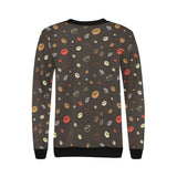 Coffee bean leave pattern Women's Crew Neck Sweatshirt