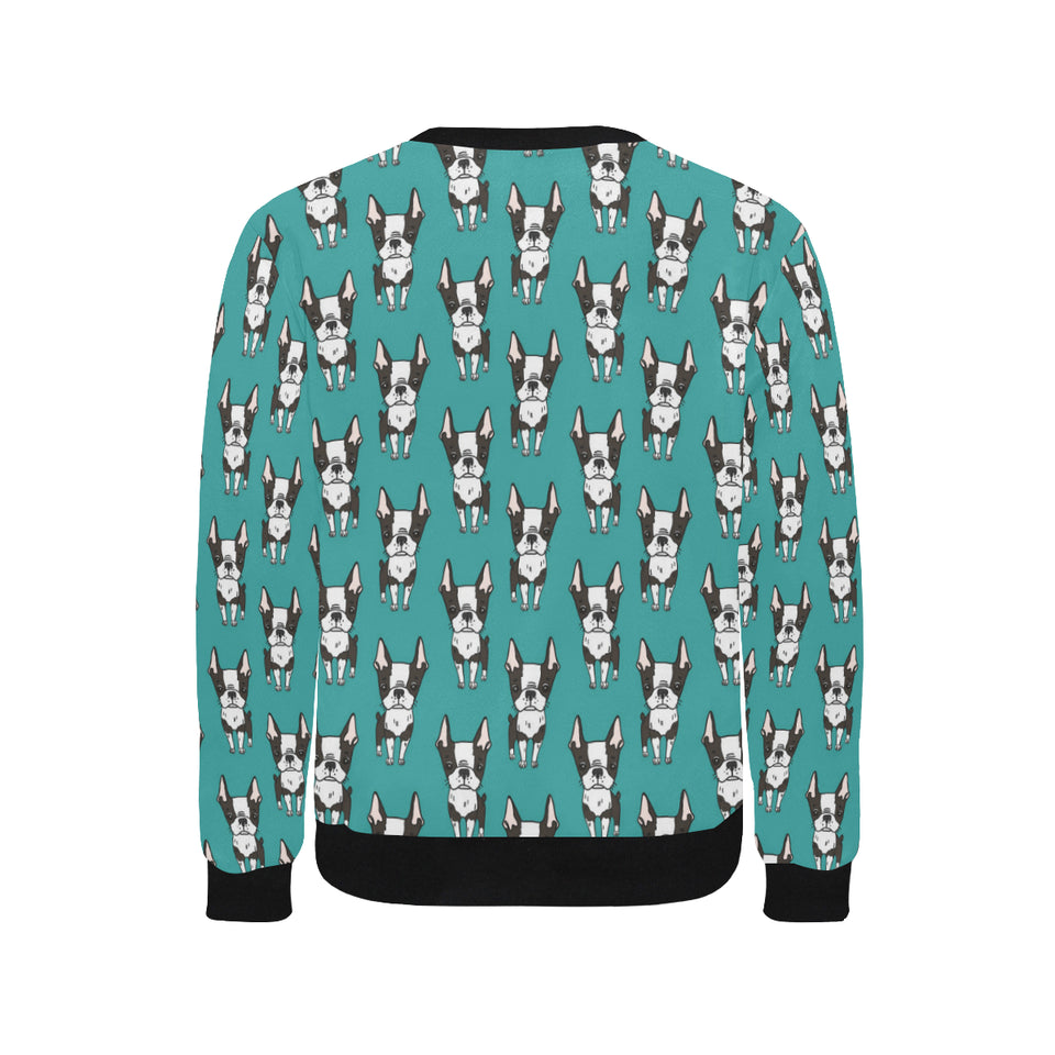 Hand drawn boston terrier dog pattern Men's Crew Neck Sweatshirt