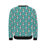 Hand drawn boston terrier dog pattern Men's Crew Neck Sweatshirt