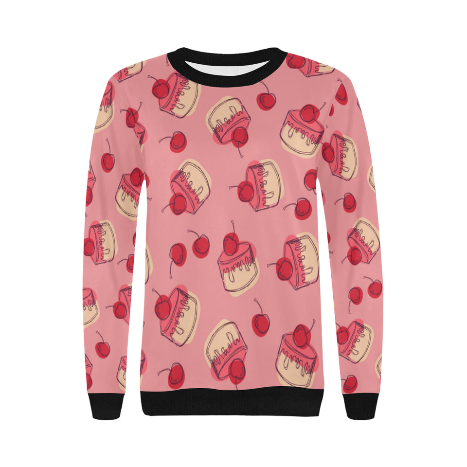 Cake cherry pattern Women's Crew Neck Sweatshirt