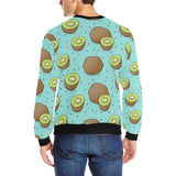 Kiwi blue background Men's Crew Neck Sweatshirt