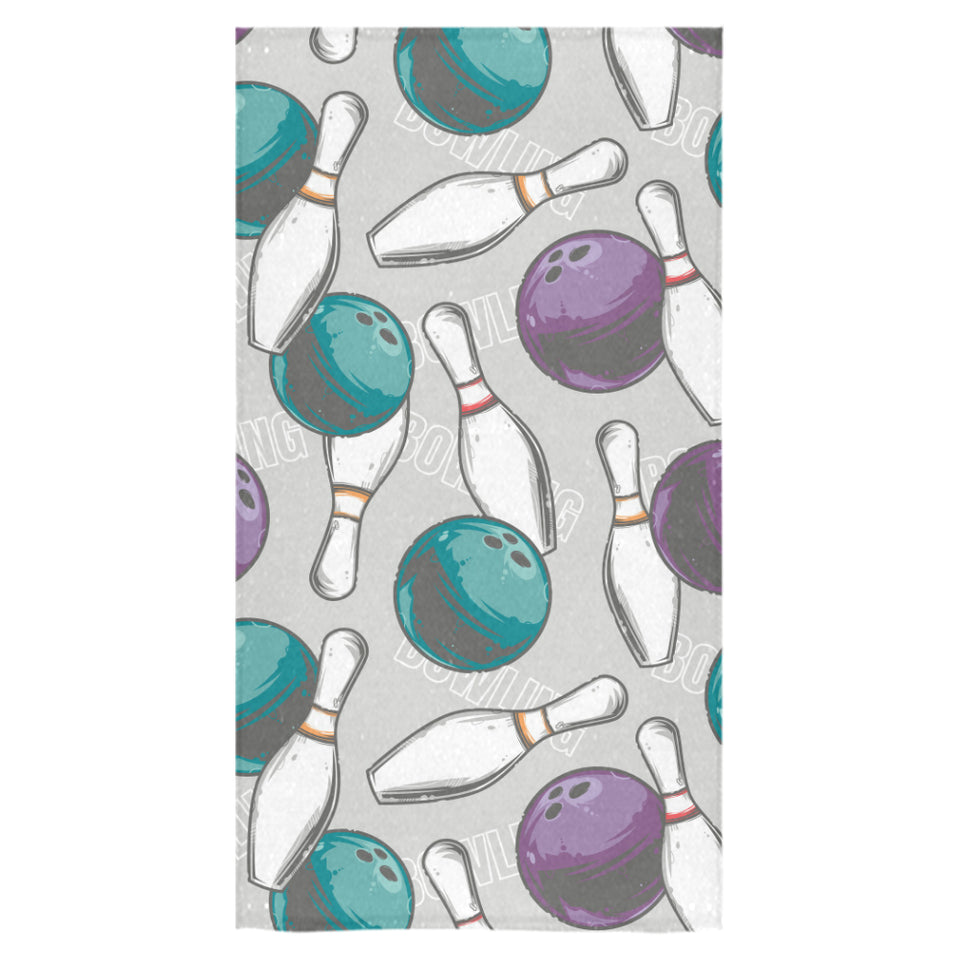 Bowling ball and pin gray background Bath Towel