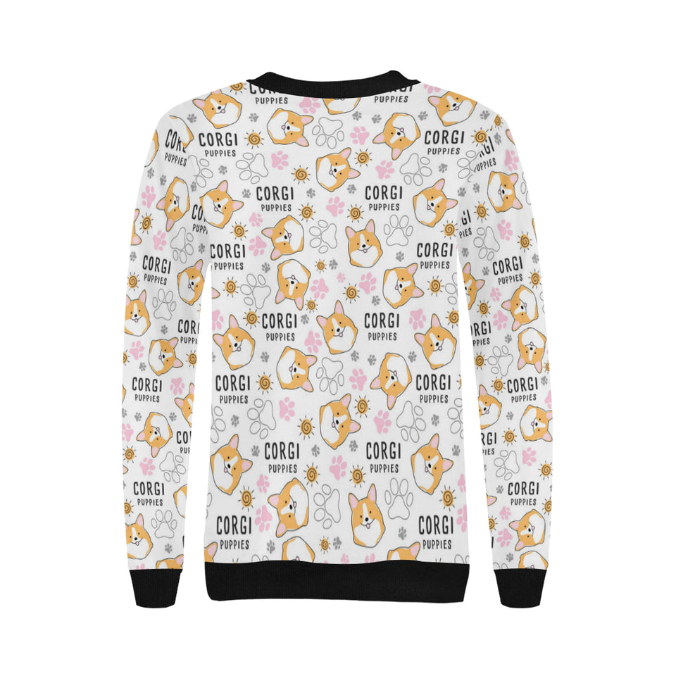 Corgi Dog Pattern Women's Crew Neck Sweatshirt