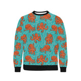 Octopus turquoise background Men's Crew Neck Sweatshirt