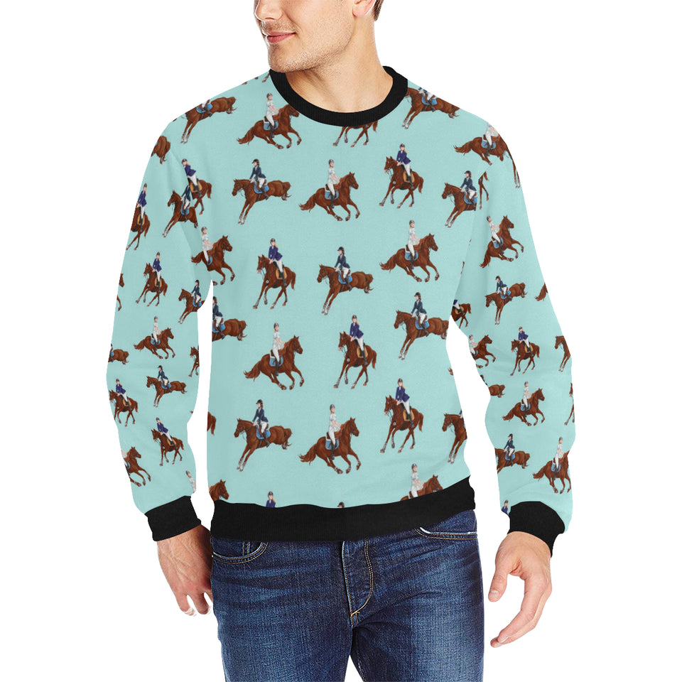 Horses running horses rider pattern Men's Crew Neck Sweatshirt