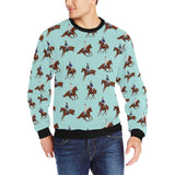 Horses running horses rider pattern Men's Crew Neck Sweatshirt