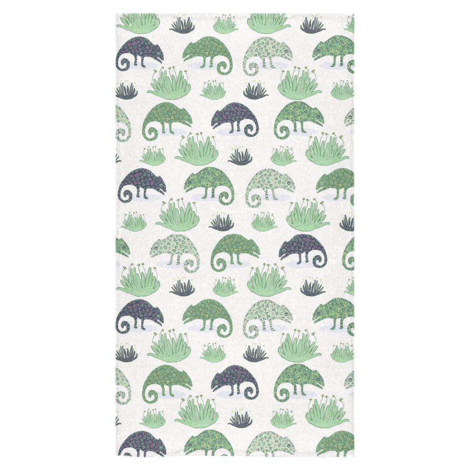 Chameleon lizard succulent plant pattern Bath Towel