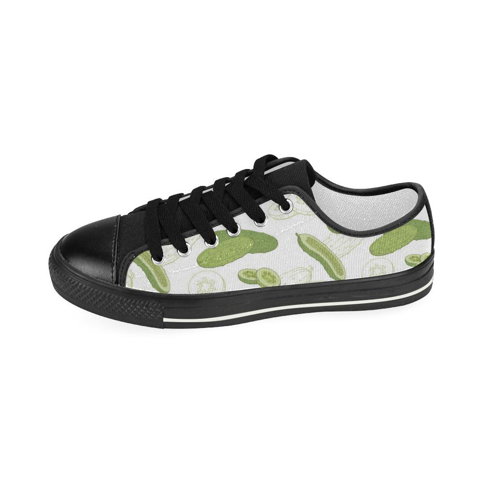 Cucumber sketch pattern Kids' Boys' Girls' Low Top Canvas Shoes Black