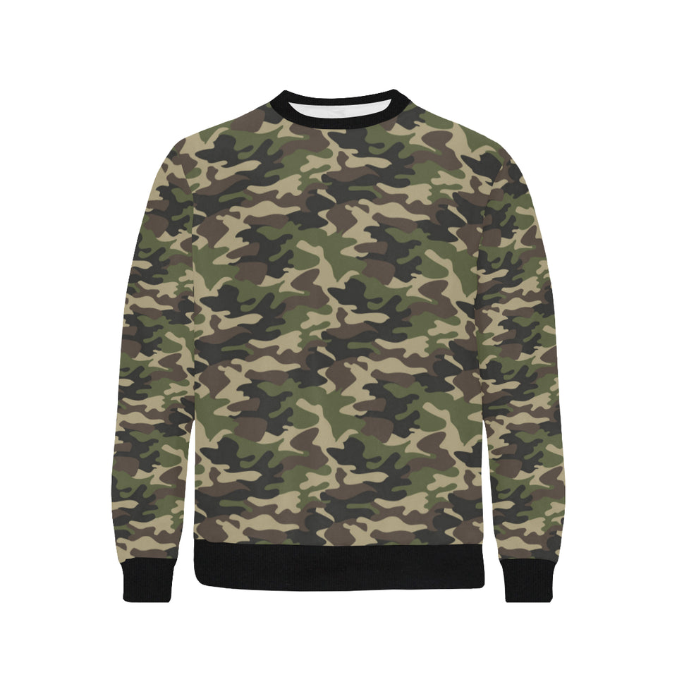 Dark Green camouflage pattern Men's Crew Neck Sweatshirt