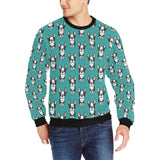 Hand drawn boston terrier dog pattern Men's Crew Neck Sweatshirt