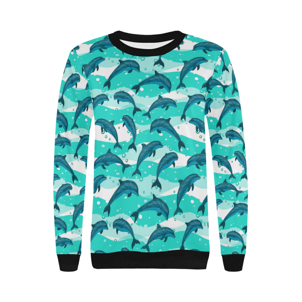 Dolphin sea pattern Women's Crew Neck Sweatshirt