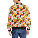 Colorful Maneki neko cat pattern Men's Crew Neck Sweatshirt