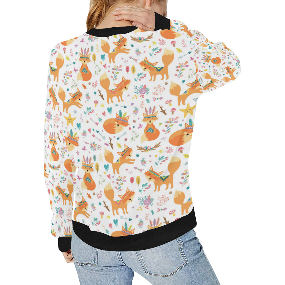 cute tribal fox pattern Women's Crew Neck Sweatshirt