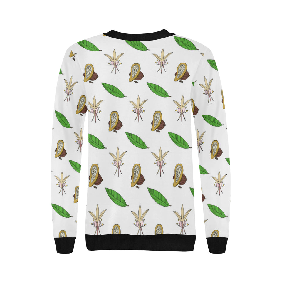Color hand drawn cacao pattern Women's Crew Neck Sweatshirt