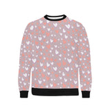coral white heart pattern Men's Crew Neck Sweatshirt