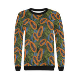 Colorful papaya tropical leaves Women's Crew Neck Sweatshirt