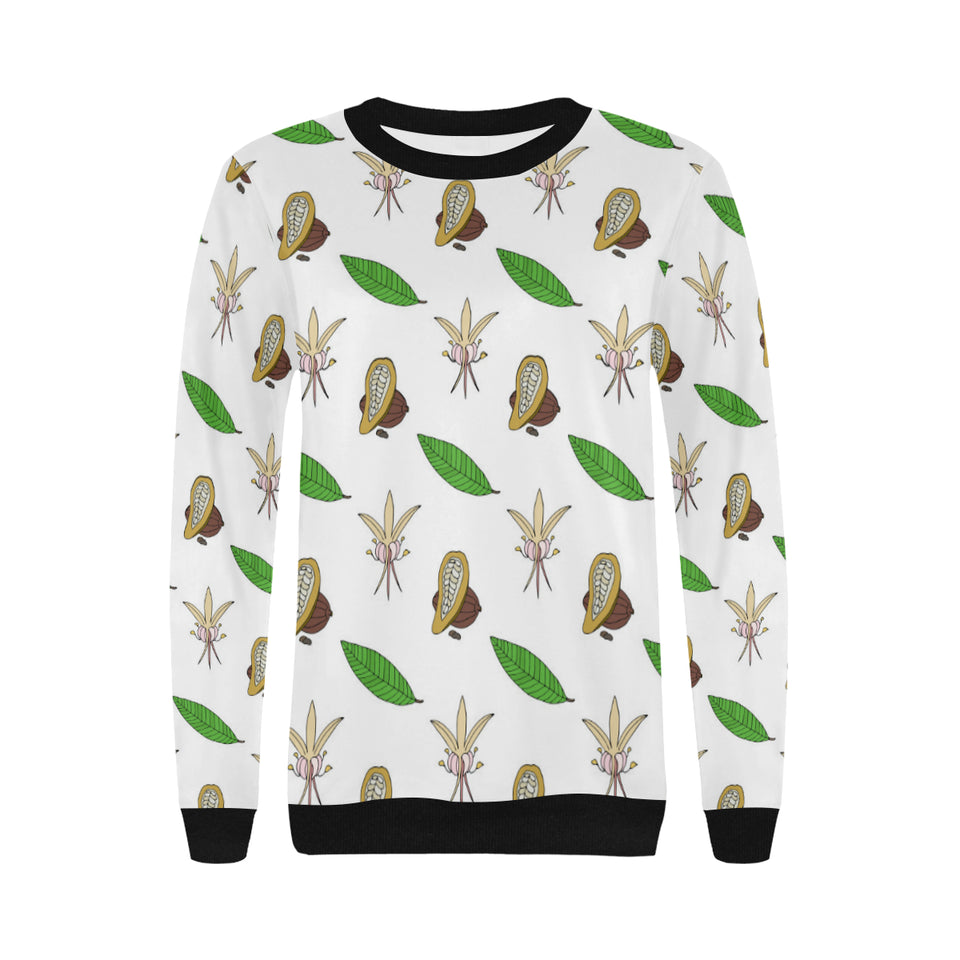 Color hand drawn cacao pattern Women's Crew Neck Sweatshirt