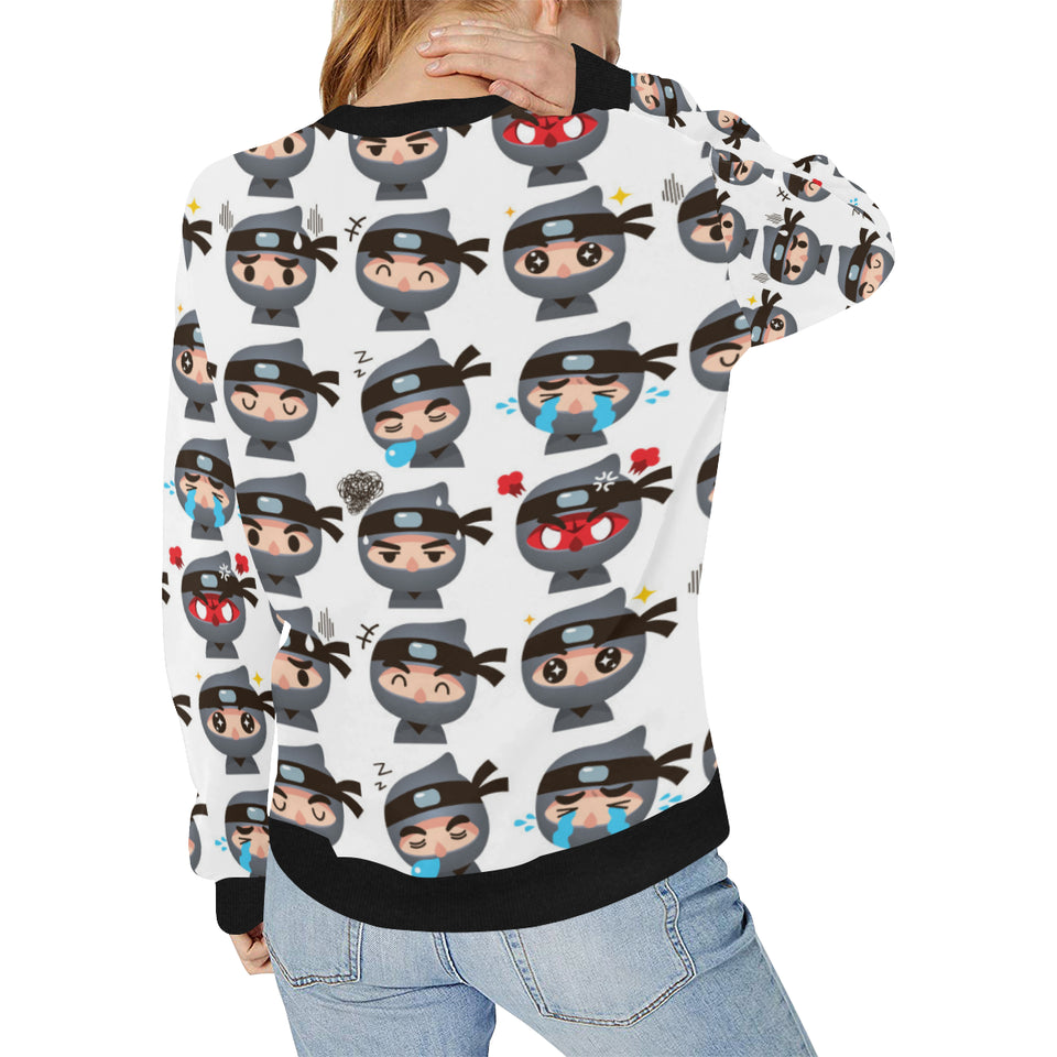 Cute ninja design pattern Women's Crew Neck Sweatshirt