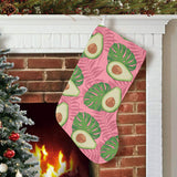 Avocado slices leaves pink back ground Christmas Stocking