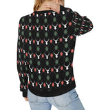 Deer Christmas new year pattern argyle Women's Crew Neck Sweatshirt
