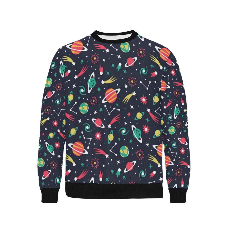 colorful space pattern planet star Men's Crew Neck Sweatshirt