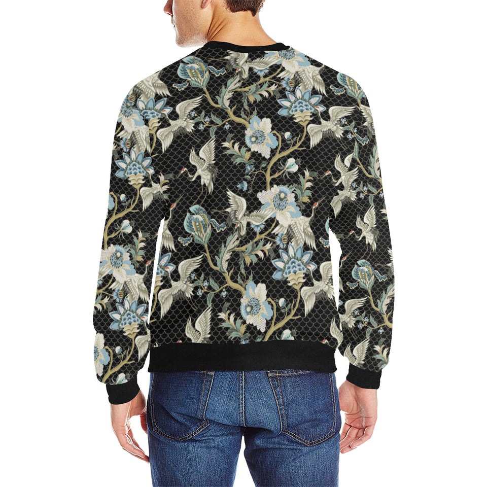 Japanese crane ornament elements Men's Crew Neck Sweatshirt