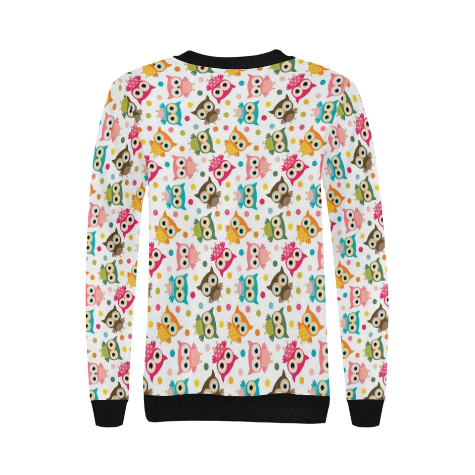 Color cute owl pattern Women's Crew Neck Sweatshirt