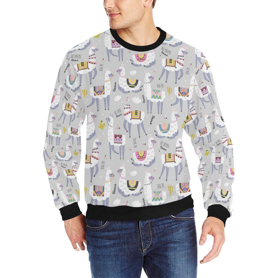 Cute Llama Alpaca pattern Men's Crew Neck Sweatshirt