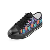 Pineapples pattern zigzag background Kids' Boys' Girls' Low Top Canvas Shoes Black