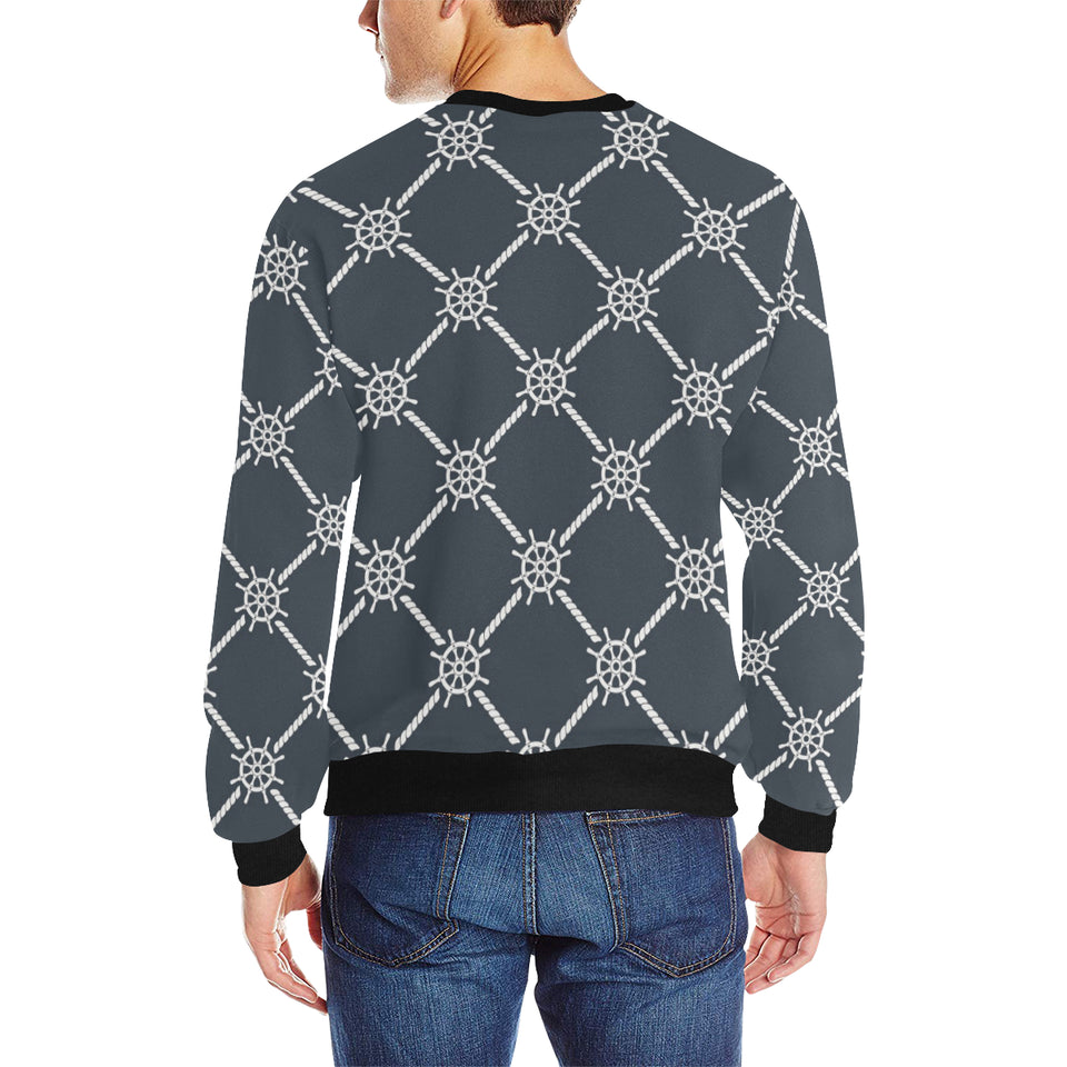 nautical steering wheel rope pattern Men's Crew Neck Sweatshirt