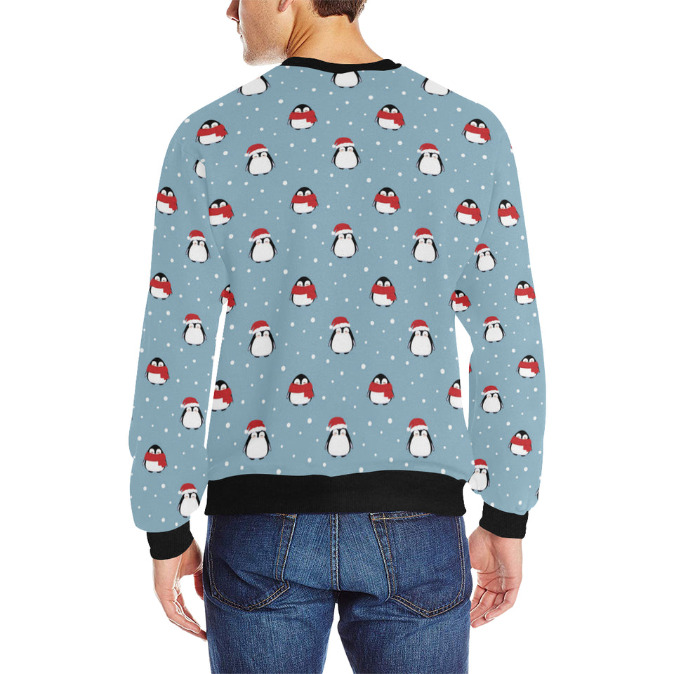 Cute penguin christmas snow pattern Men's Crew Neck Sweatshirt