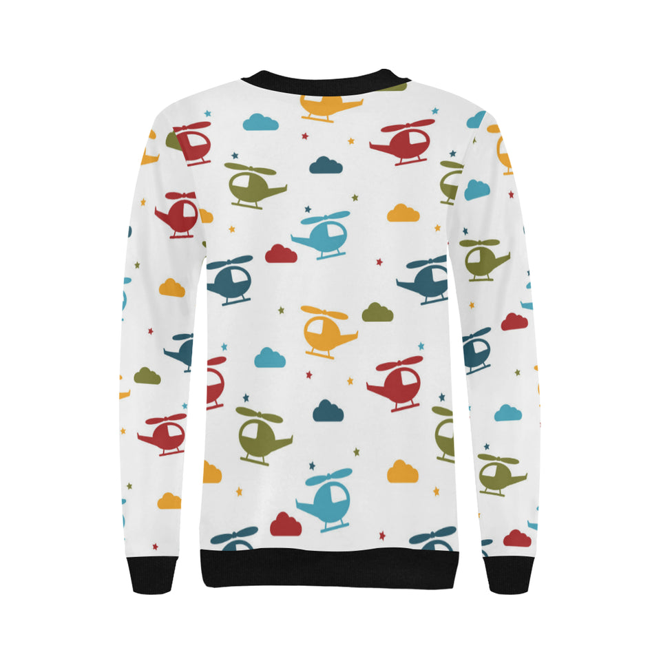 Colorful helicopter pattern Women's Crew Neck Sweatshirt