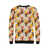 Colorful Maneki neko cat pattern Women's Crew Neck Sweatshirt