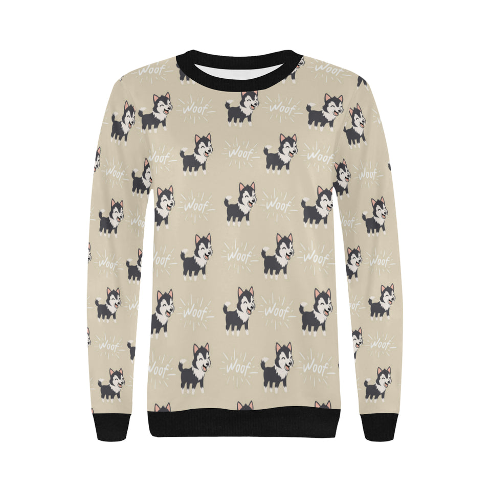 Cute Siberian Husky Women's Crew Neck Sweatshirt