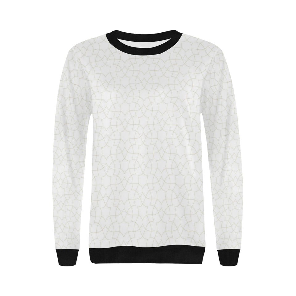 arabic white pattern Women's Crew Neck Sweatshirt