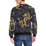 Gold dragon pattern Men's Crew Neck Sweatshirt
