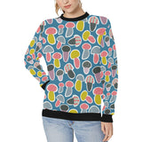 Colorful mushroom design pattern Women's Crew Neck Sweatshirt