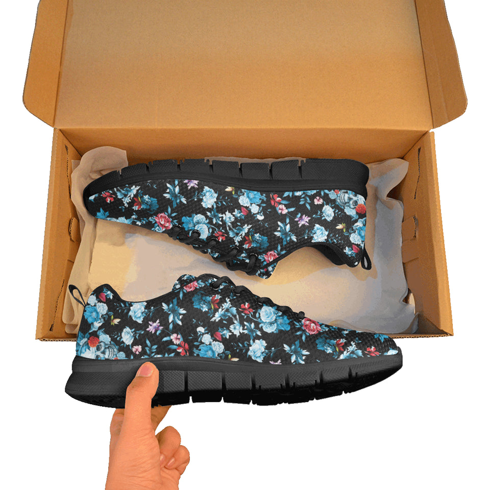 Skull flower roses leave pattern Women's Sneaker Shoes